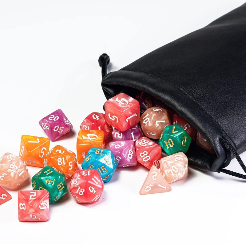 Poludie 6 Sets DND Dice Polyhedral Dice Set (42pcs) with 1 Large Leather Bag, D&D Dice Set for Dungeons and Dragons, RPG Table Games. (6 Sets Sickle Font Pearl Patte) - Image 5